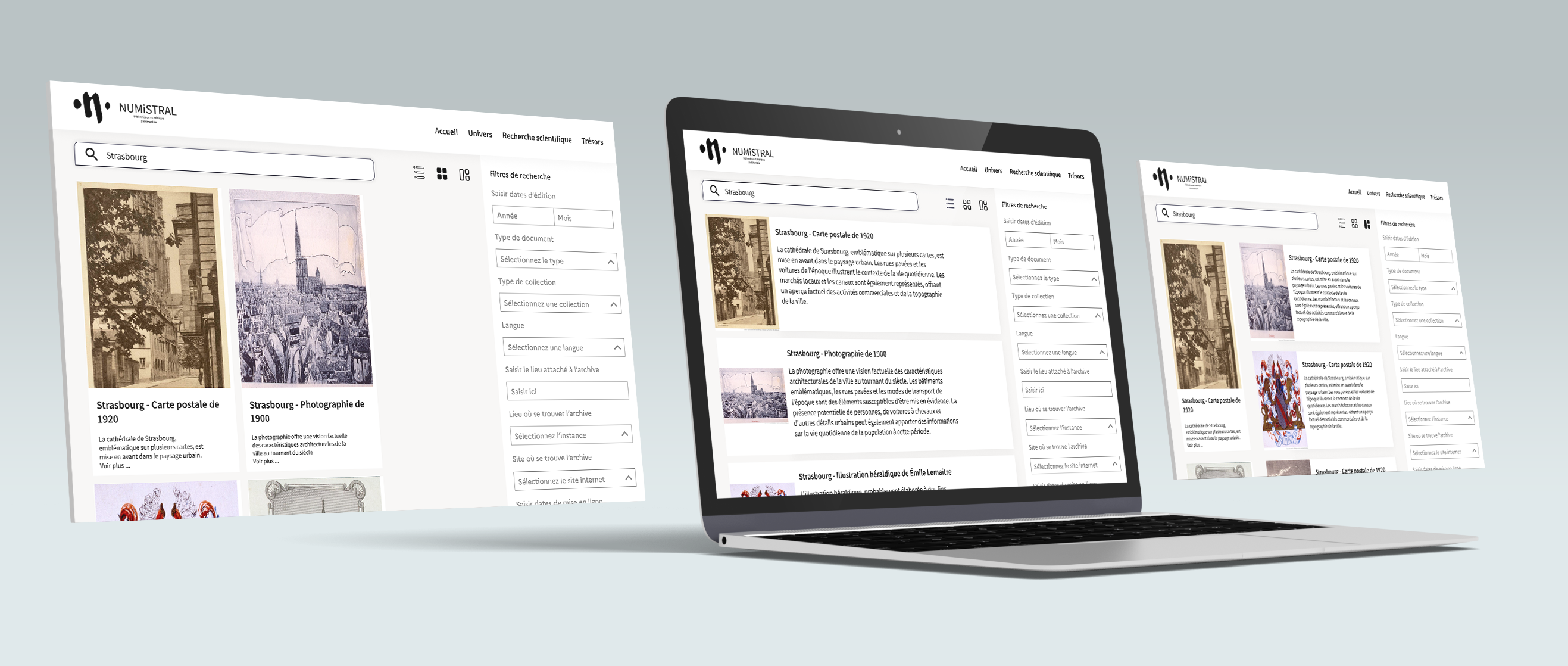 Interface utilisateur uniforme du redesign de Numistral